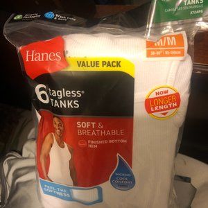 6 Hanes tagless a frame tank tops size M medium BRAND NEW IN PACKAGE
